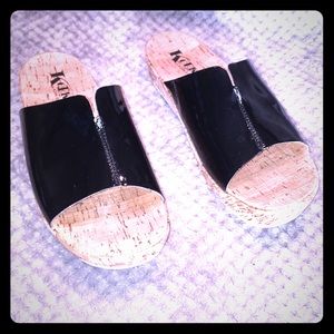 Kork Ease Black Patent Leather Cork Platform Sz 9